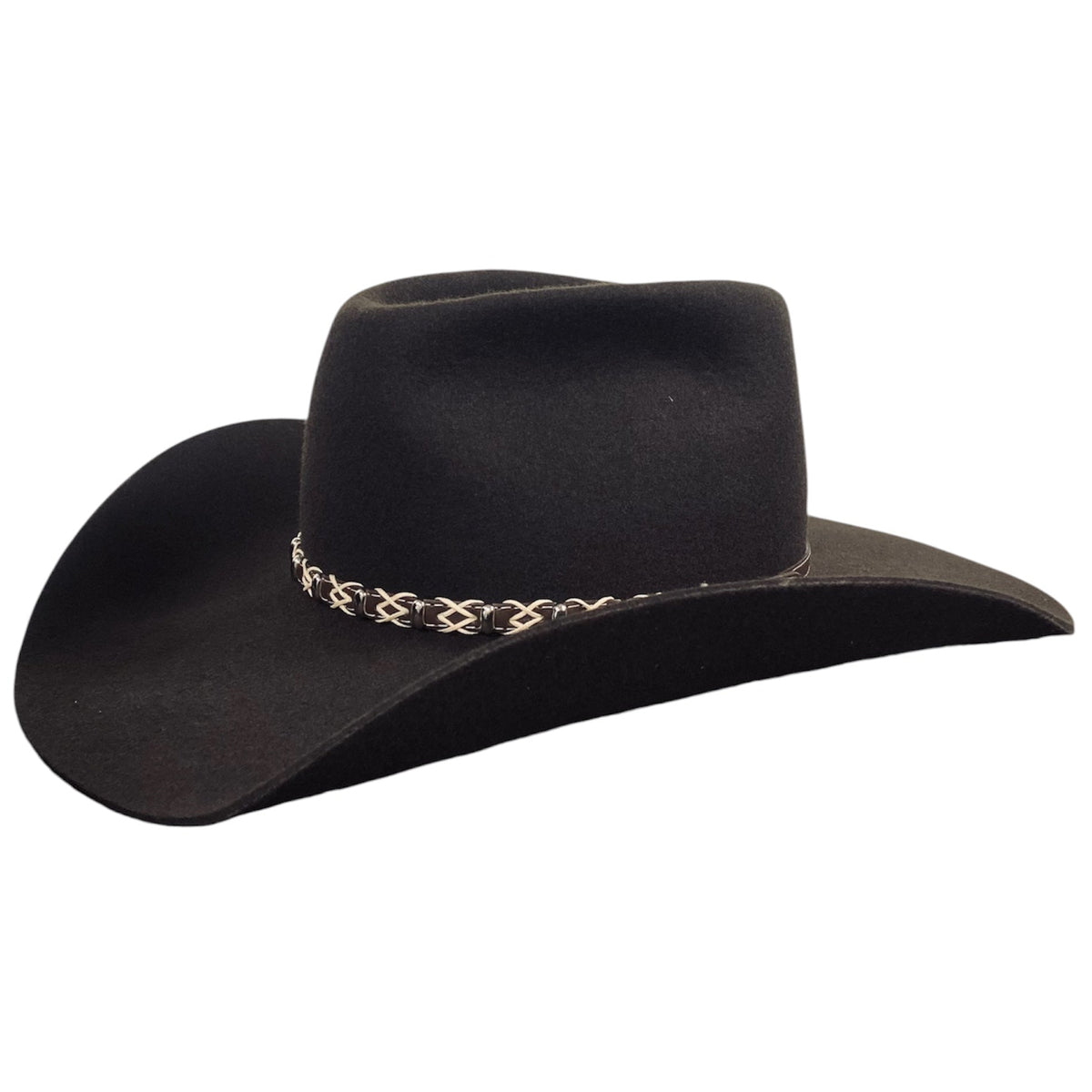Pathfinder Wool Felt Western Cowboy Brown Hat - Decorations accents Hatband