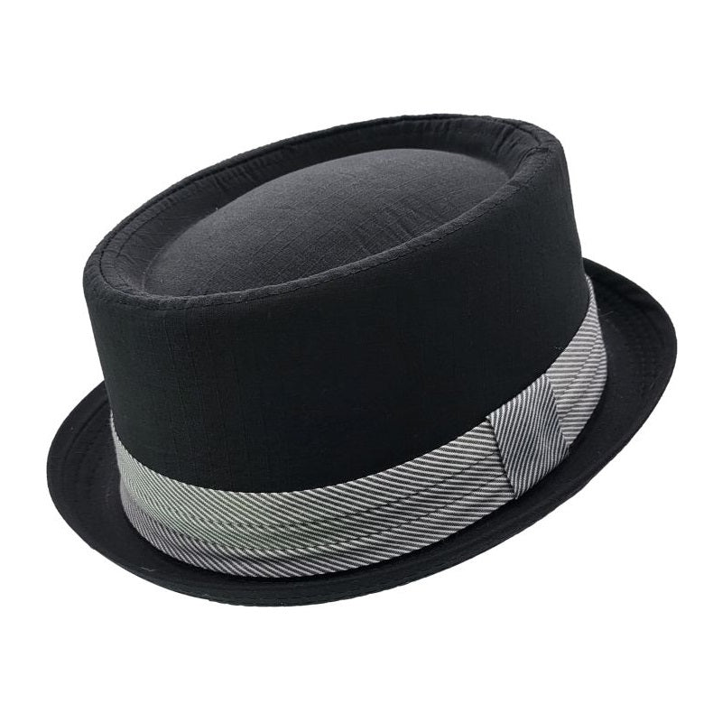 PLAIN BLACK PORK-PIE HAT