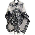 Mayan Calendar Poncho Black-Whit