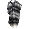 Mexican Blanket Poncho Gray - Acrylic Cotton Blend