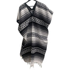 Mexican Blanket Poncho Gray - Acrylic Cotton Blend
