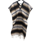 Mexican Blanket Poncho Dark Brown — Acrylic cotton blend