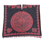 Mayan Calendar & Warrior Poncho Black-Red - Double-Sided Aztec Design