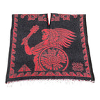 Mayan Calendar & Warrior Poncho Black-Red - Double-Sided Aztec Design