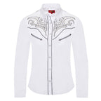 Women's Western Embroidered Blouse Diamond - Long Sleeve Snap Button Cowboy Shirt